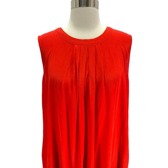 Masai Women's Pleated Harper Tunic Mini Shift Dress Red Sleeveless Small NWT - Picture 5 of 9
